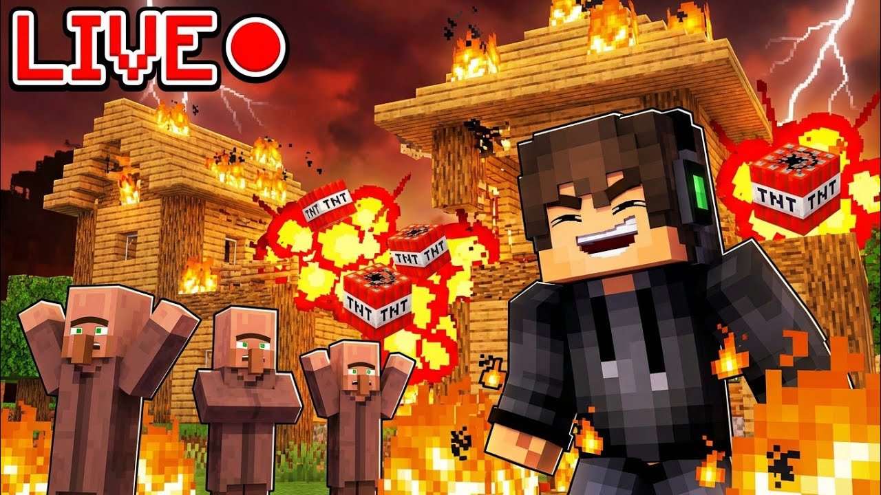 🔴 LIVE Minecraft Chaos – Destroying Villages One by One 💣 | Survival Live