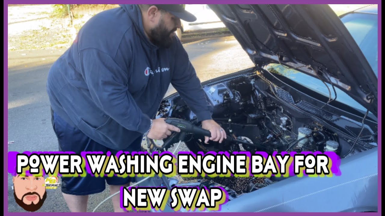 Power washing the engine bay