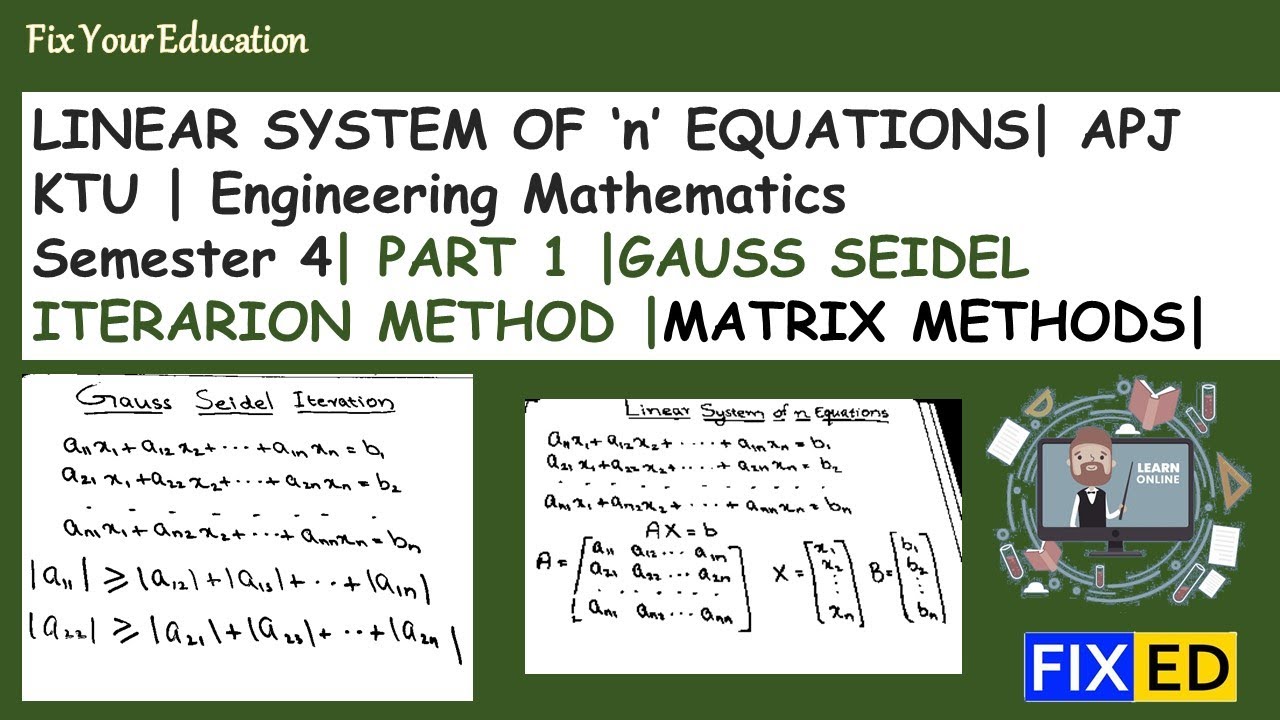 System of linear equations| Gauss Seidel Itration  | Part 1 | S4 Engineering Maths  Module 6  KTU
