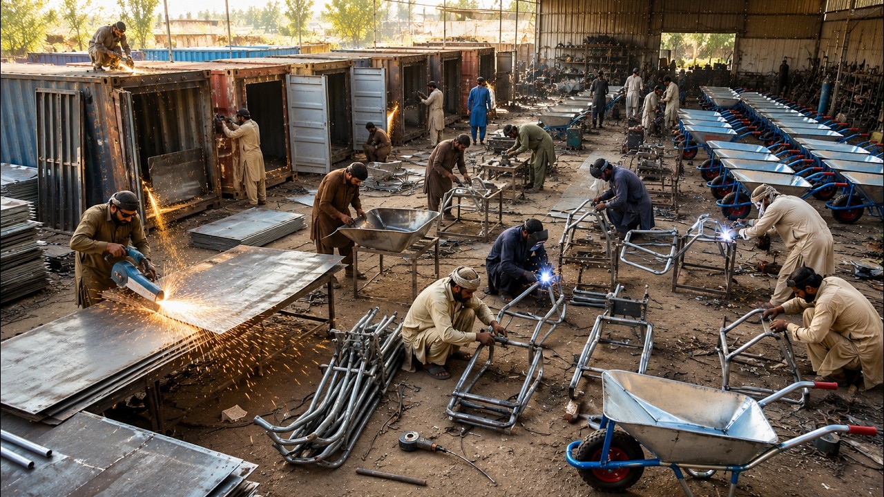 Amazing Wheelbarrow Manufacturing Process | Complete Factory Production & Welding