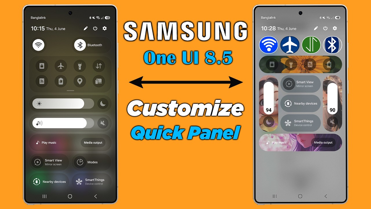 How to customize quick panel one ui 8.5