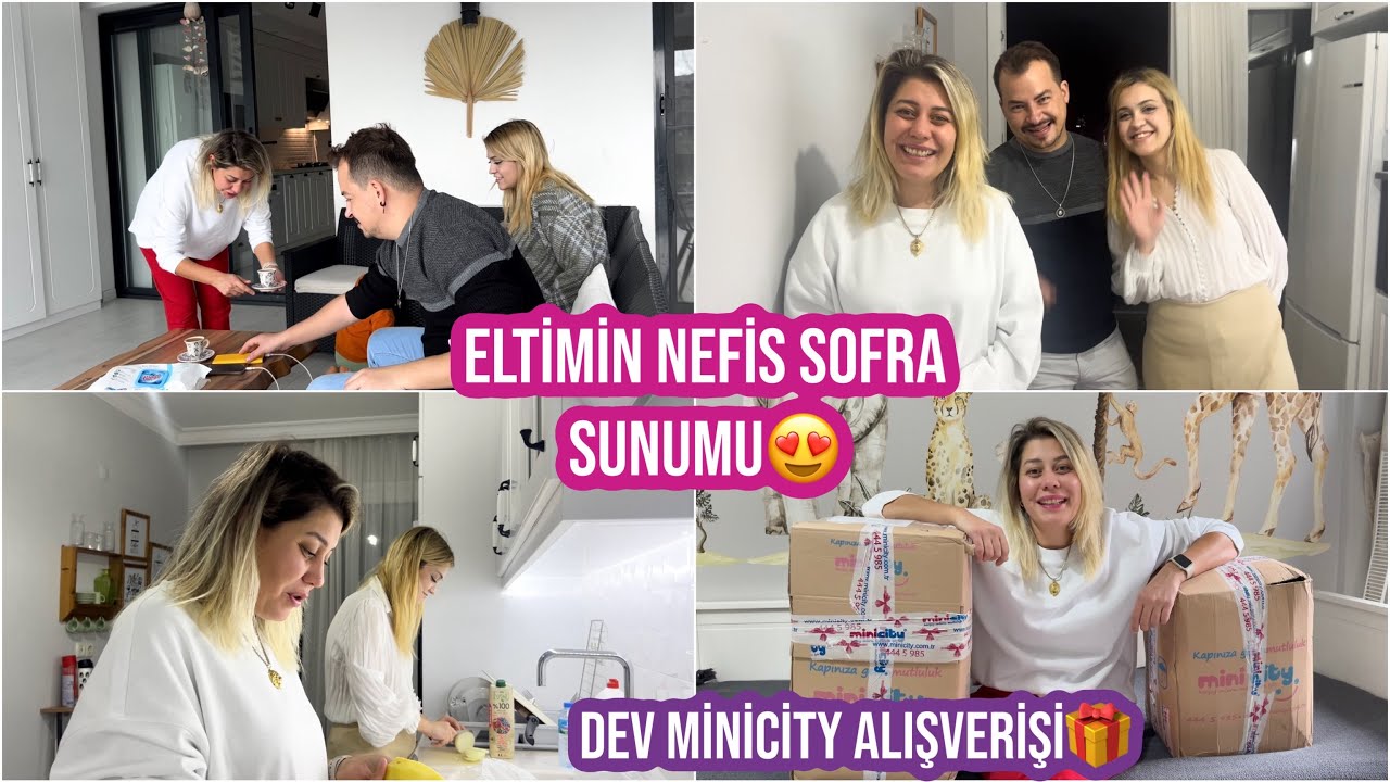ELTİME YEMEĞE DAVETLİYİZ😍NEFİS AKŞAM SOFRASI VE SUNUMU🤩DEV MİNİCİTY ALIŞVERİŞİM🥳