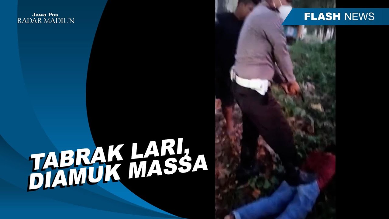NGAWI - KABUR USAI TABRAK LARI, PELAKU DIMASSA MOBIL DIRUSAK