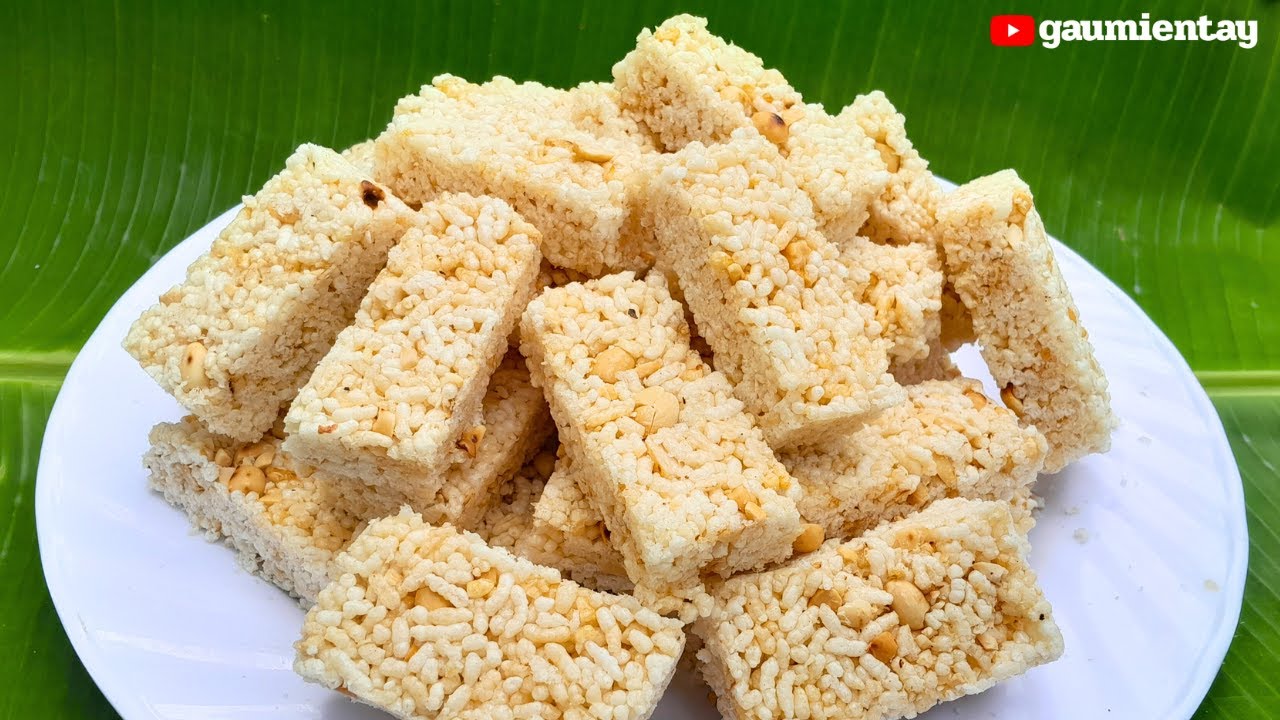 Cách Làm Bánh Cốm Gạo Nếp Giòn Xốp Miền Tây đón Tết | Gấu Miền Tây