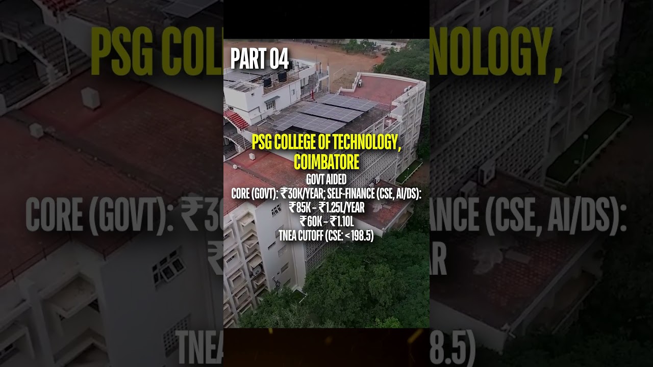 PSG College Coimbatore 2025 Fees & Rank REVEALED|Quick Campus Tour | Top College! #shorts  #ytshorts