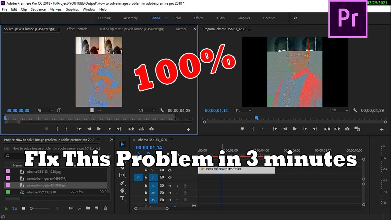 How to fix image problem in Adobe premiere Pro.
