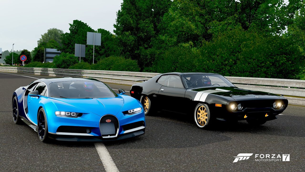 Forza 7 Drag race: Bugatti Chiron vs F&F Plymouth GTX (Rematch)