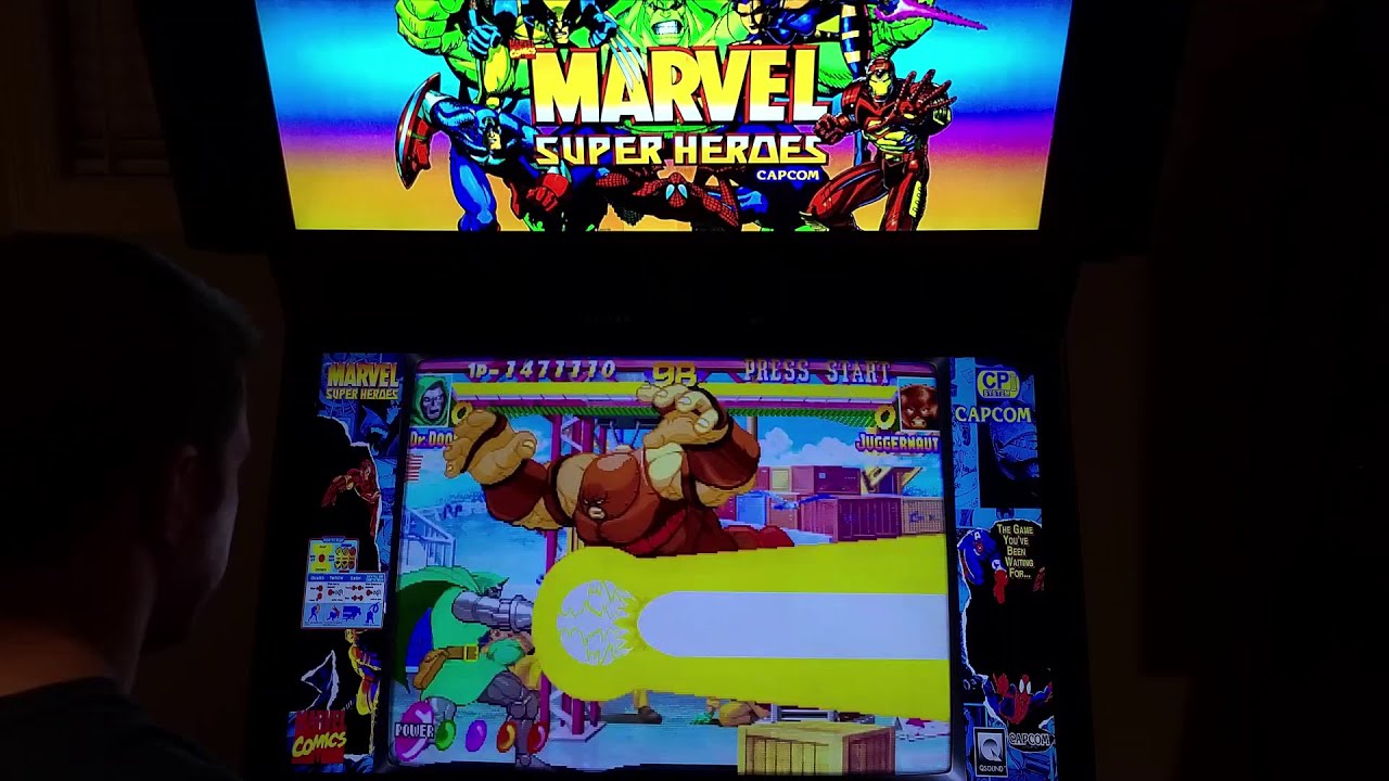 Marvel Super Heroes Arcade Cabinet MAME Gameplay w/ Hypermarquee