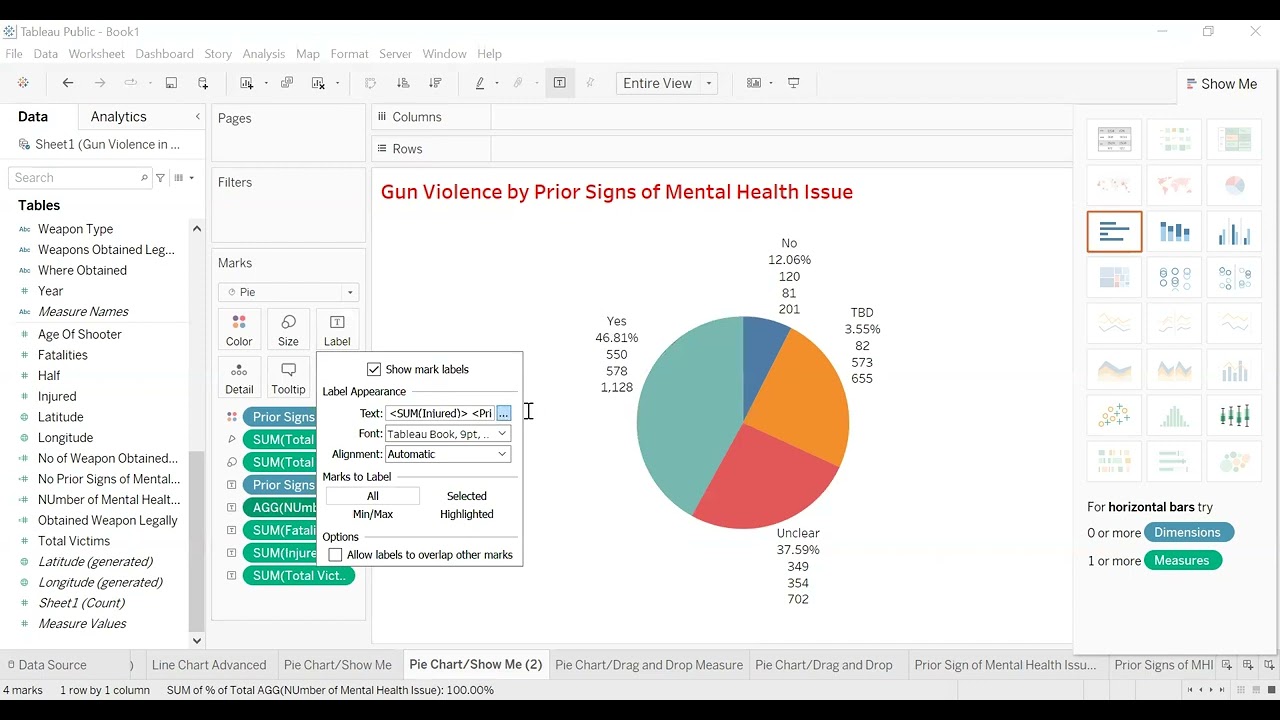 Creating Visualization in Tableau II Pie Chart