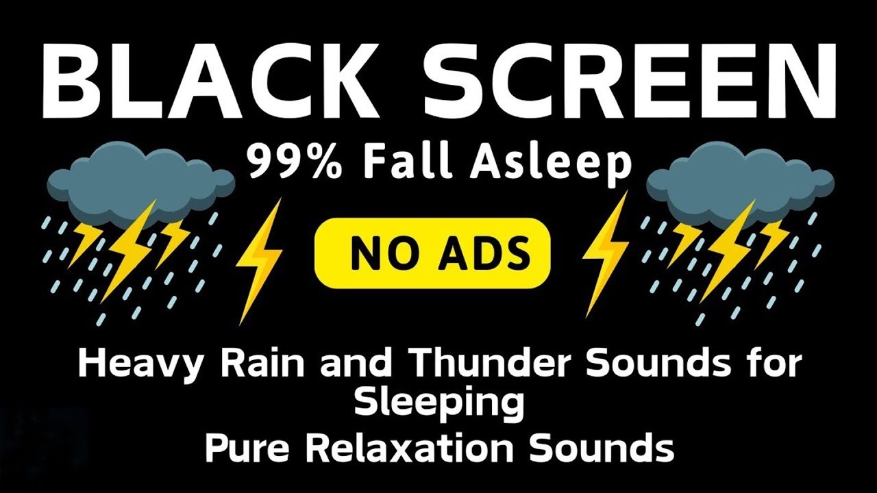 🔴 Heavy Rain and Thunder Sounds for Sleeping - Black Screen | Relax Your Body and Sleep Fast