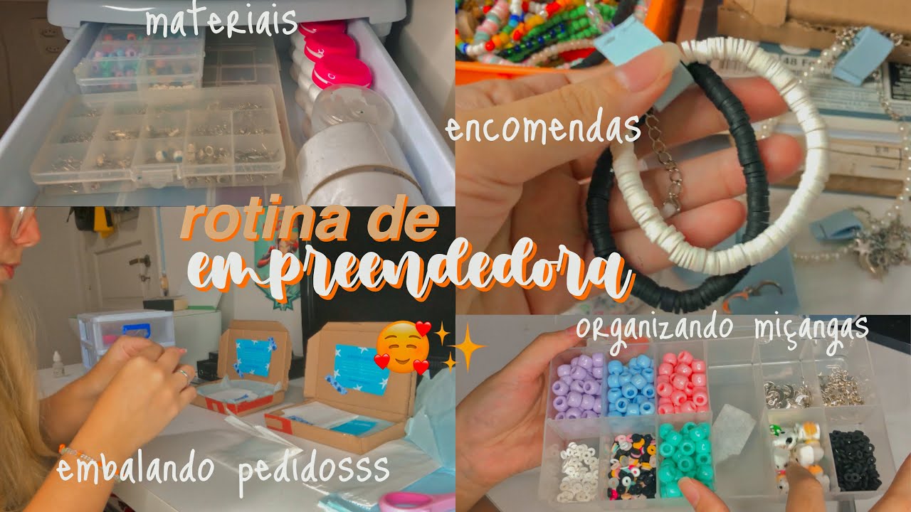 rotina de empreendedora #2🧚🏻‍♀️ embalando novos pedidos, organizando miçangas e +✨ - Sara Quintino