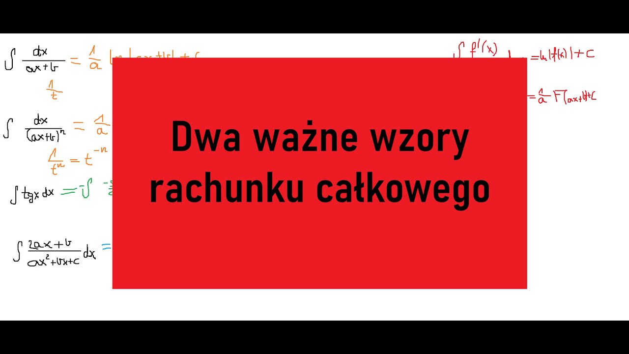 Dwa ważne wzory w rachunku całkowym