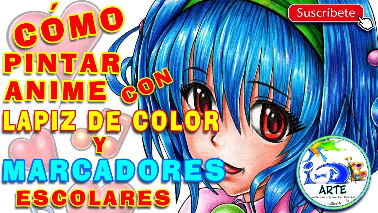 CÓMO PINTAR ANIME CON LAPIZ DE COLOR Y MARCADORES ESCOLARES/ HOW TO PAINT ANIME WITH COLOR PENCIl