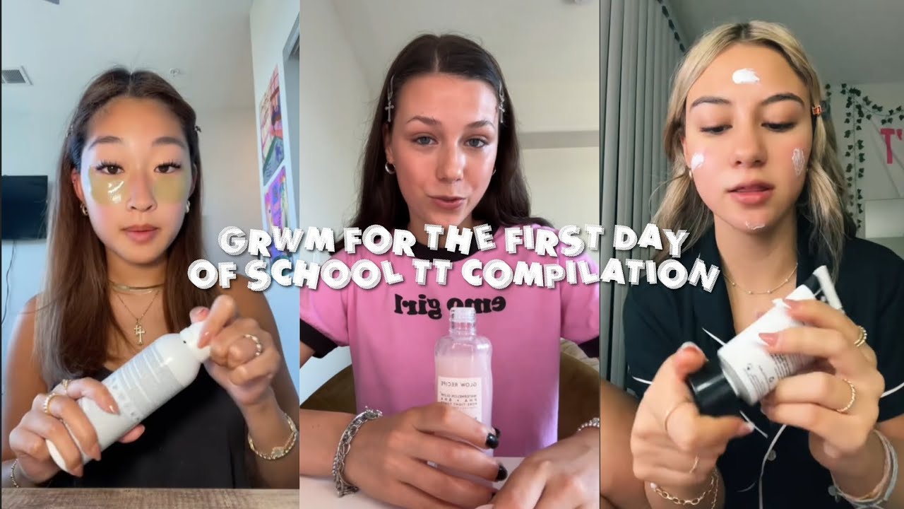 grwm for the first day of school - tt compilation ༉‧₊˚.  (not mine✳️)
