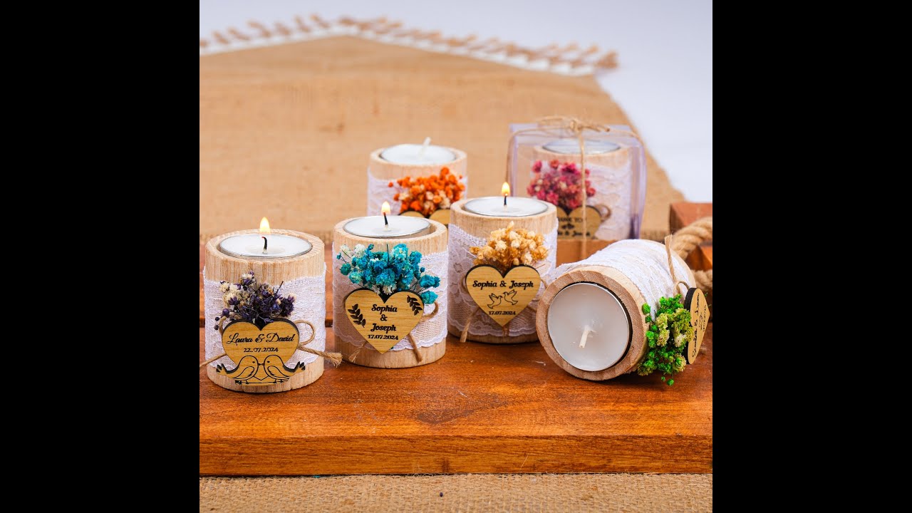 Wedding Favors Wooden Candle Holder | Rustic Tealight Holder | Personalized Party Favors
