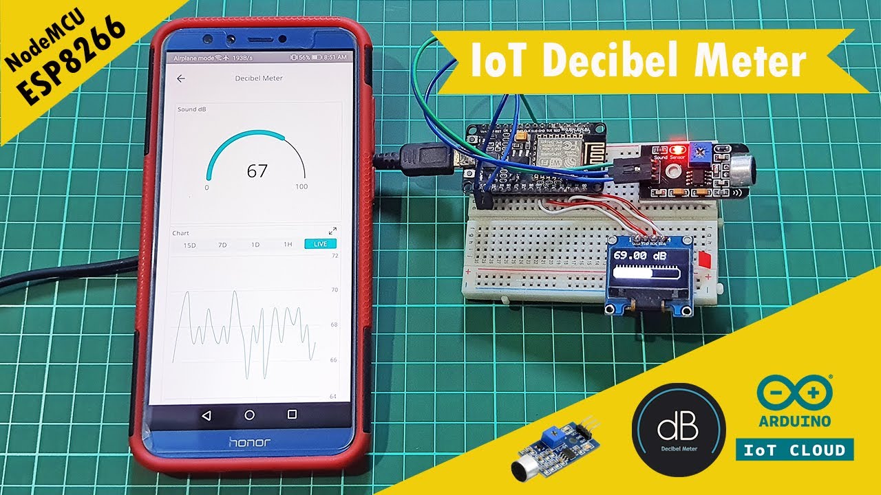 IoT based Decibel Meter using Sound Sensor and ESP8266 NodeMCU || Arduino IoT Cloud