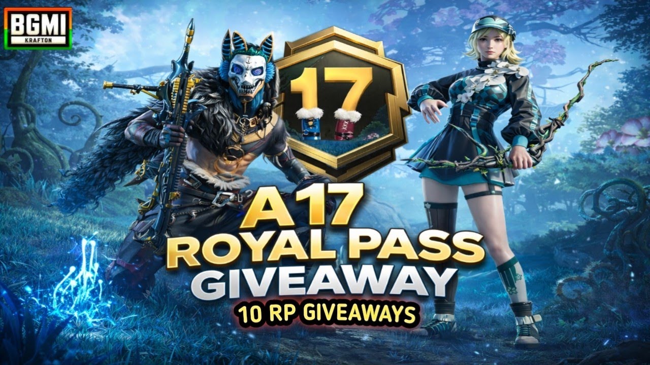 &ldquo;BGMI A17 RP Giveaway LIVE &ndash; 10 Lucky Winners!&rdquo; Free में Royal Pass 😍 #FreeRoyalPass #BGMI #PUBG