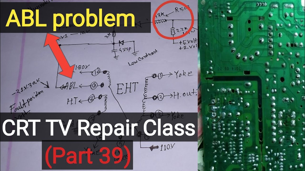 Low contrast ABL Problem in CRT TV Repair class part 39