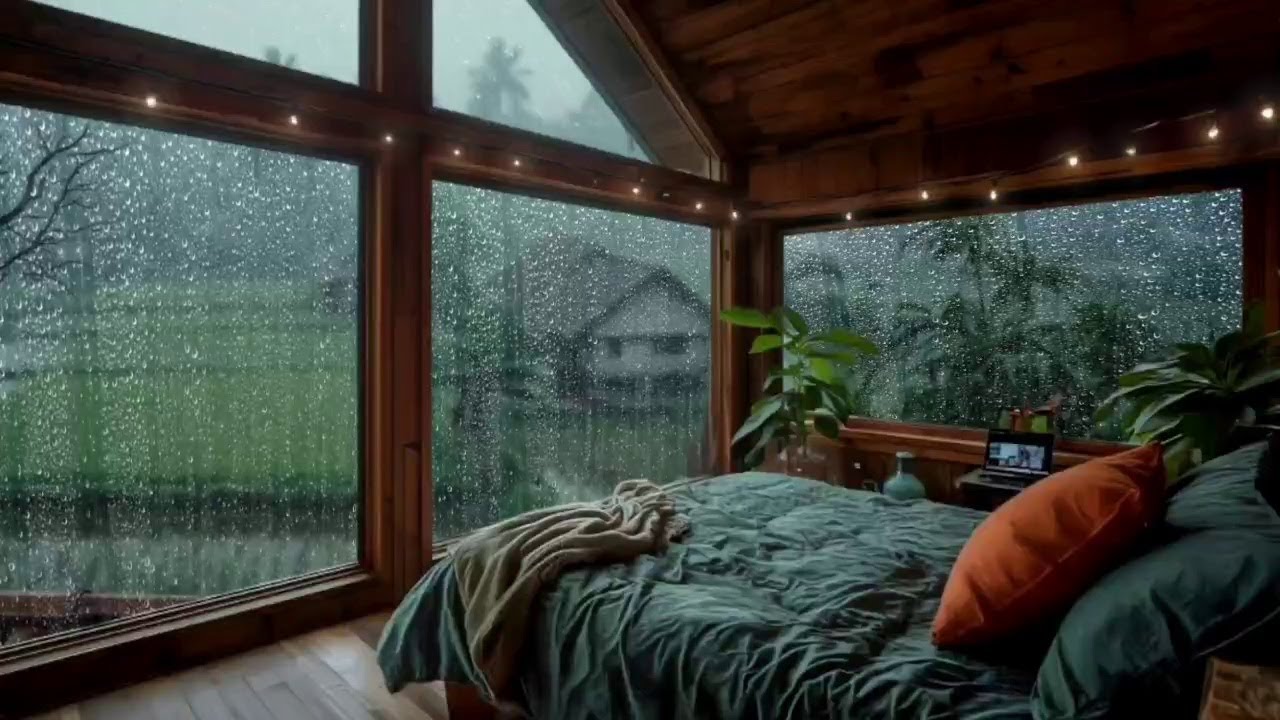 Rain Sounds and Rooftop Piano Music to Help You Sleep Better💤 SLEEP INSTANTLY | Relaxing Sleep Music
