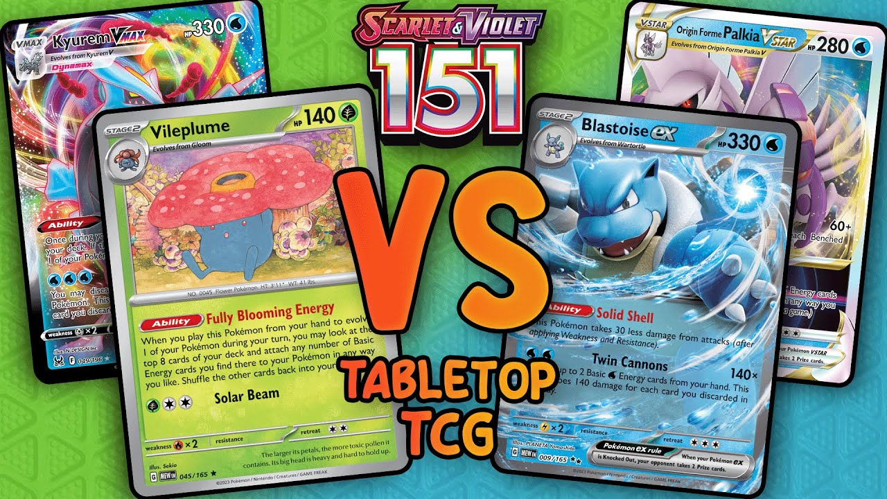 Vileplume/Kyurem VMAX VS Blastoise ex | Pokemon TCG Tabletop Gameplay