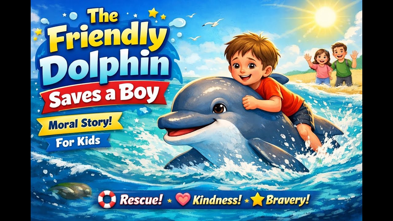 🌈 Kind Dolphin Saves a Child | English Moral Story for Kids #bedtimestories  #storytime #dolphin