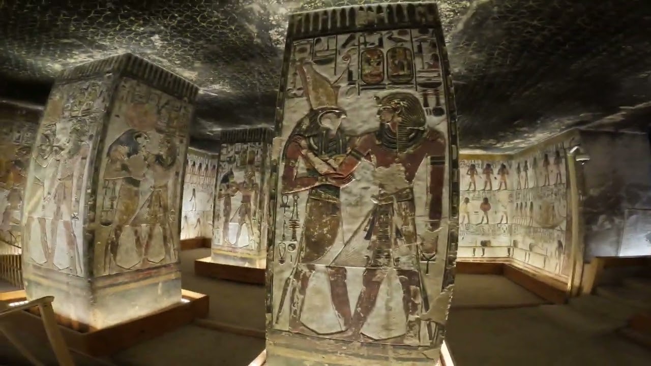 Walking through the tomb of Sety I (KV 17) in the Valley of the Kings, Luxor, Egypt