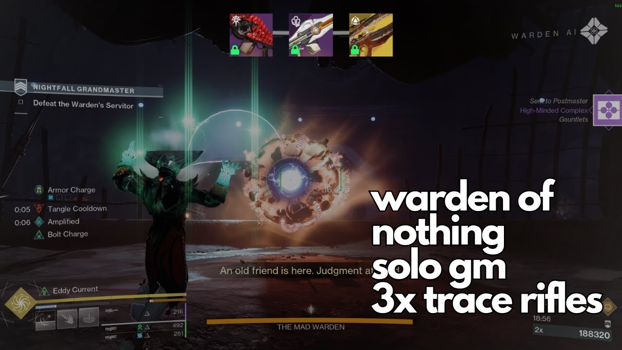 Triple Trace Rifle Solo Warden of Nothing Grandmaster Nightfall (plat, 