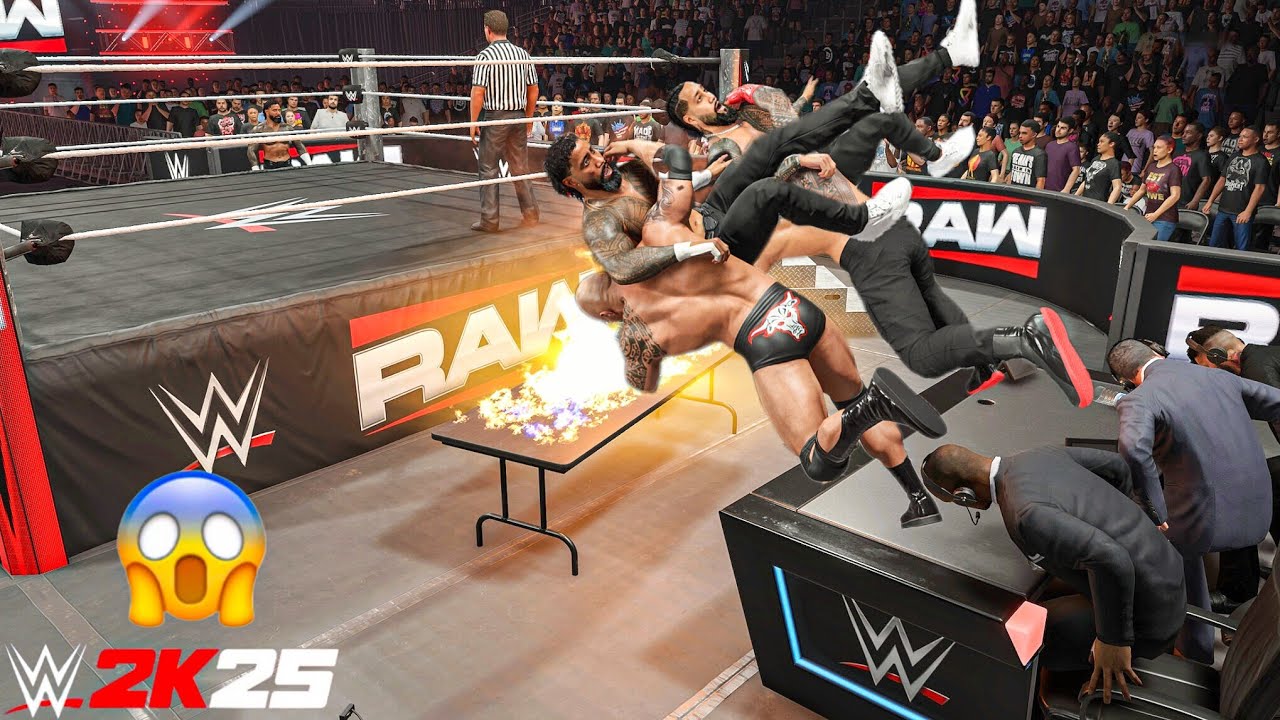 WWE 2K25 - Roman Reigns and The Rock destroys The Usos at Raw | Gameplay