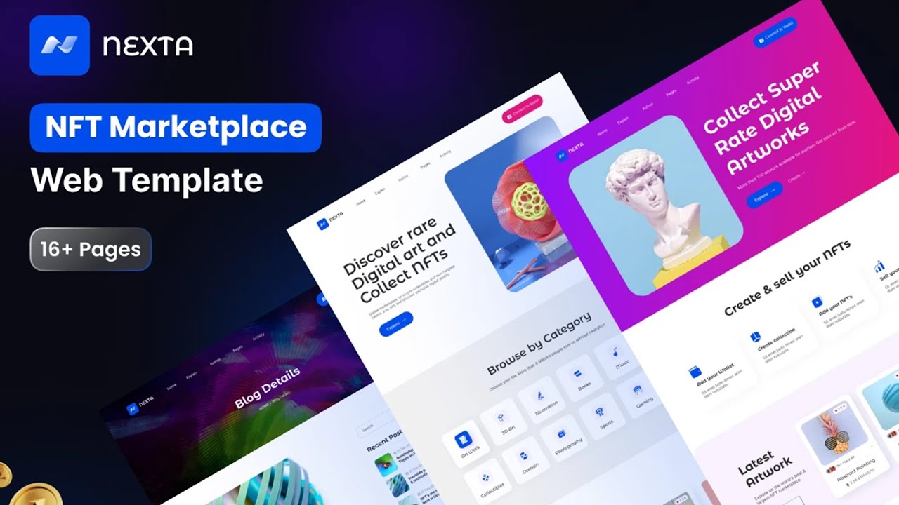 Nexta NFT Marketplace Figma Template: The Secret Weapon for Digital Artists | free template #uibarn