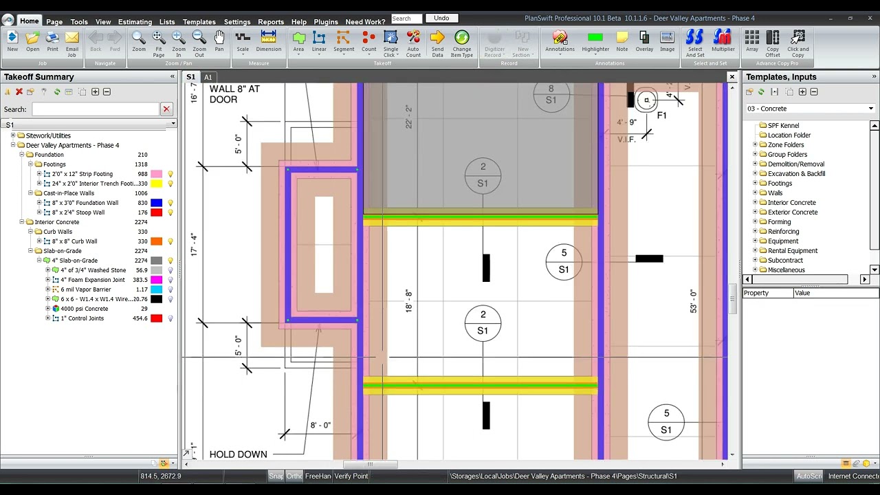 PlanSwift Concrete Takeoff - Interior Slab-on-Grade