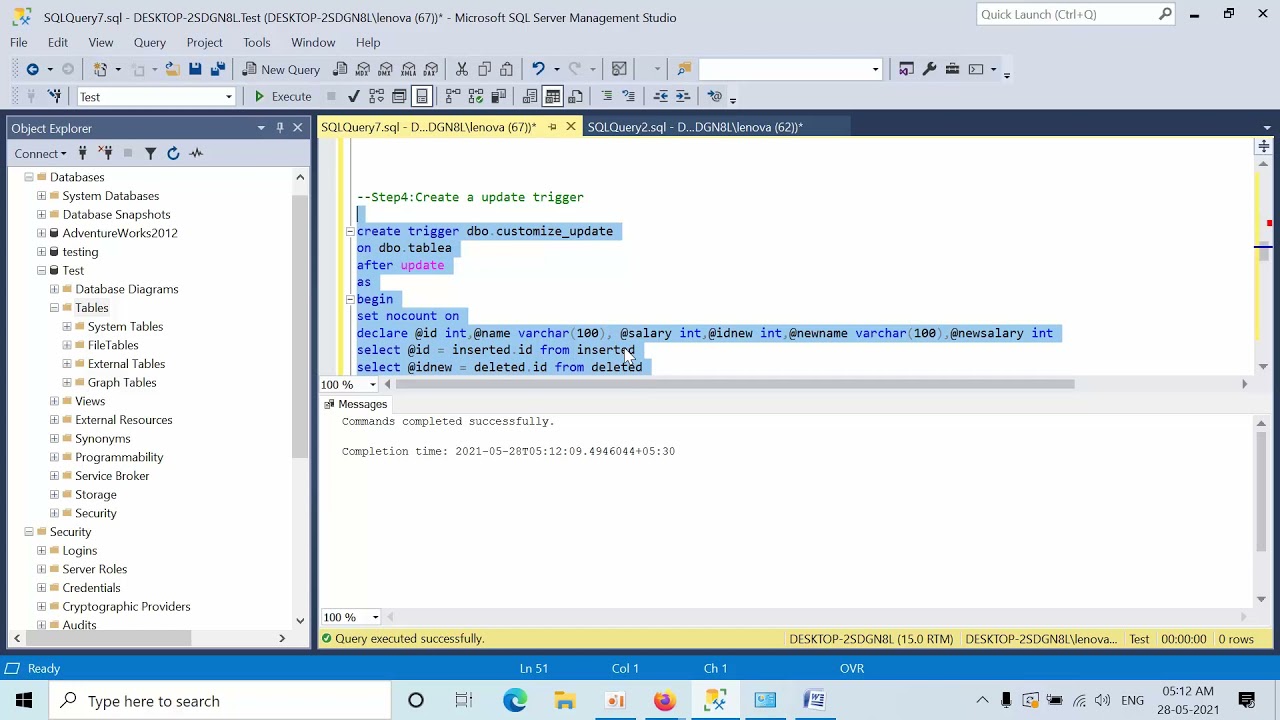 How To Replicate the Insert delete update commands from one table to another table