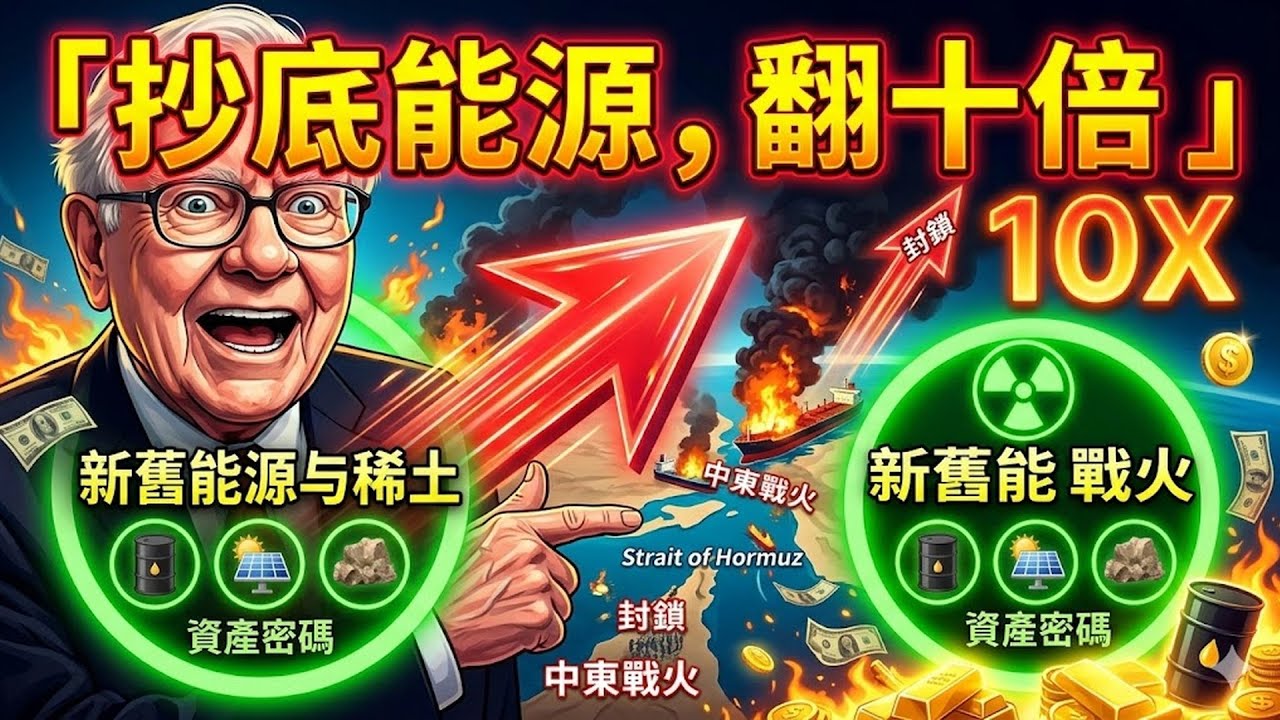 霍爾木茲海峽被封鎖？中東戰火引爆史詩級通膨！跟著巴菲特抄底這5檔「新舊能源與稀土」ETF，資產直接翻十倍！#霍爾木茲海峽 #通膨 #石油價格 #巴菲特 #ETF #新舊能源 #稀土
