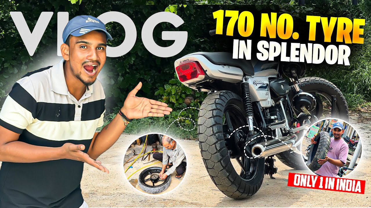 Splendor🏍️ मैं 170 number ka Tyre🛞 lagwa deya 😱| Only 1 in INDIA 🇮🇳 with 170 no tyre in Splendor 😍|
