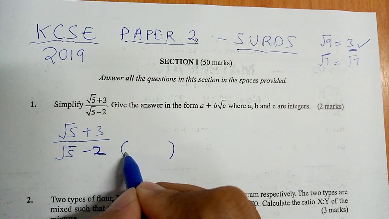 KCSE 2019 - SURDS