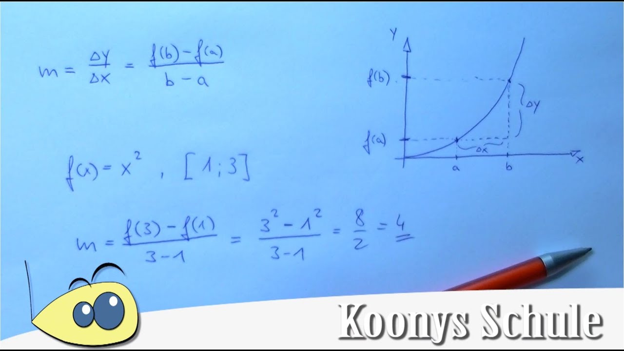 Mittlere Änderungsrate, Erklärung und Beispiel | Sekante, Sekantensteigung, Abitur, Mathe