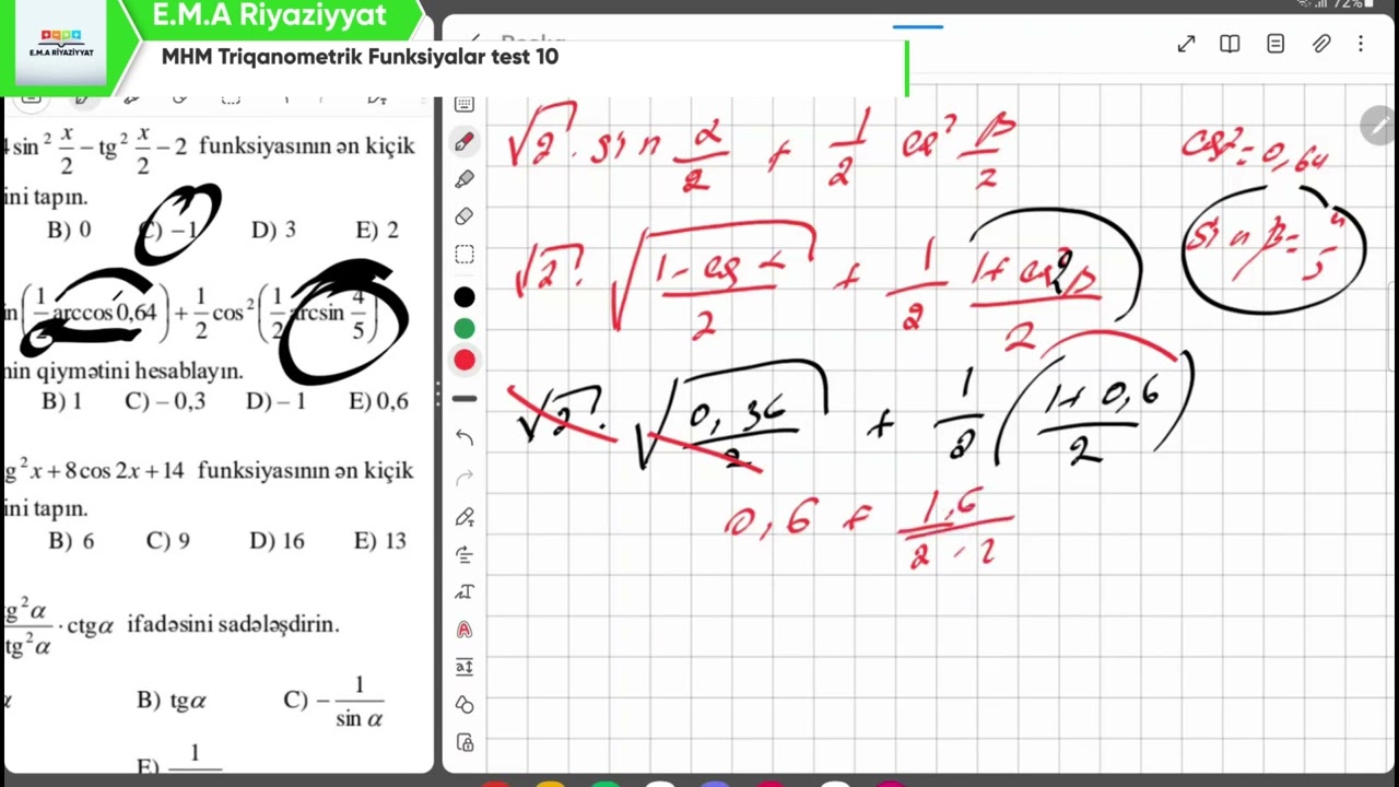 MHM Triqanometrik Funksiyalar test 10