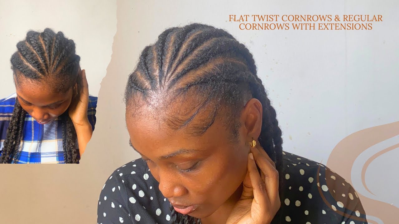 How to Do Flat Twist Cornrows & Regular Cornrows With Extensions | Beginner Tutorial