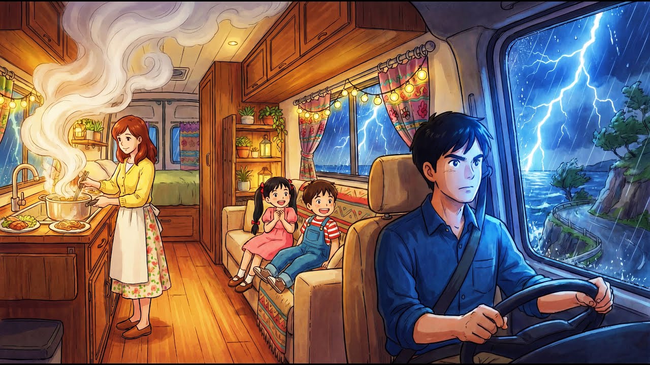 We Drove Through a Storm to Find This Paradise ⛈️🚐 Ghibli Style Vanlife
