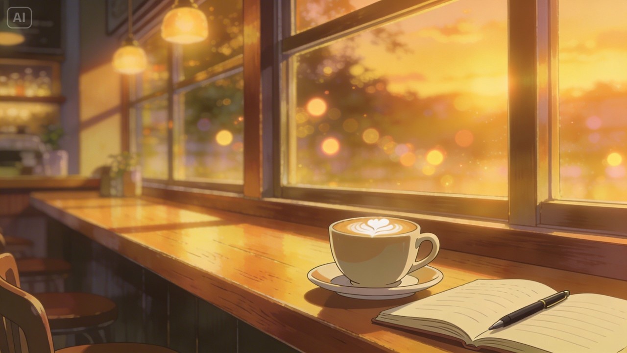 Golden Hour Café ☕ Vol.1 – Window Light | 2H Soft Lofi for Study & Relax