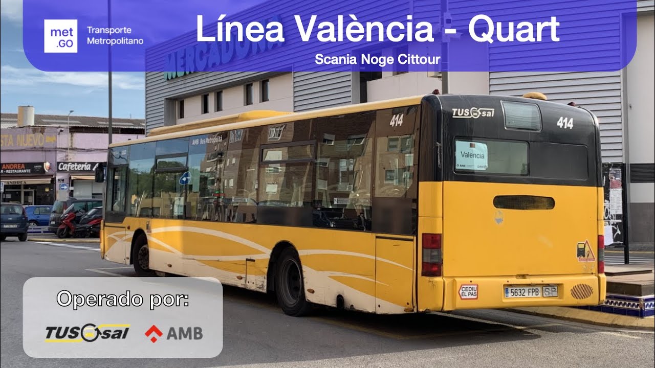 Viaje en el AUTOBÚS de METROVALENCIA entre València y Quart de Poblet (Tusgsal) - met.go