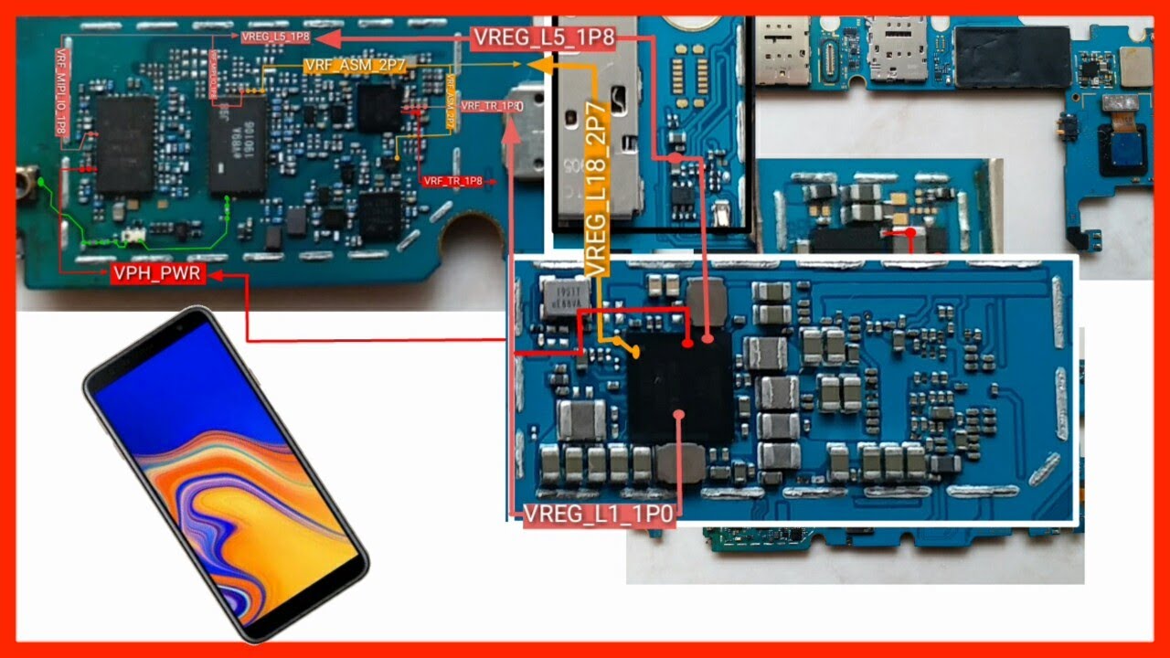 Tracking jalur titik ukur tegangan pada SAMSUNG J4+ no signal