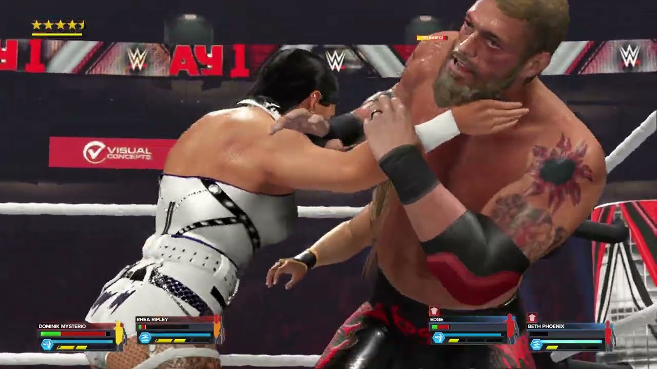WWE 2k23 MODS: Rhea Ripley & Dominik Mysterio vs Edge & Beth Phoenix, mixed tag wrestling!