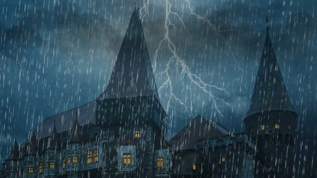 Heavy Rain On Old Castle with Thunder Sounds - Rain Sounds for Sleeping - Study and Relaxation