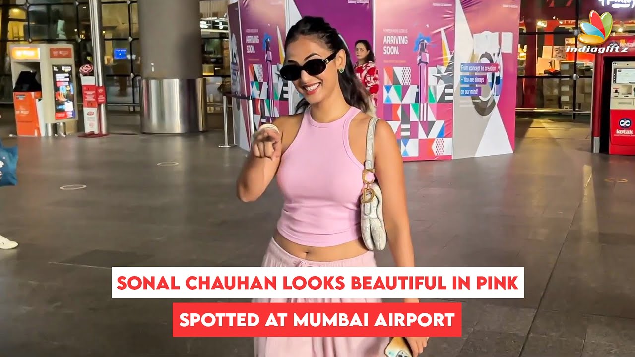 Sonal Chauhan Looks Beautiful In Pink Spotted At Airport Arrival At Mumbai #sonalchauhan
