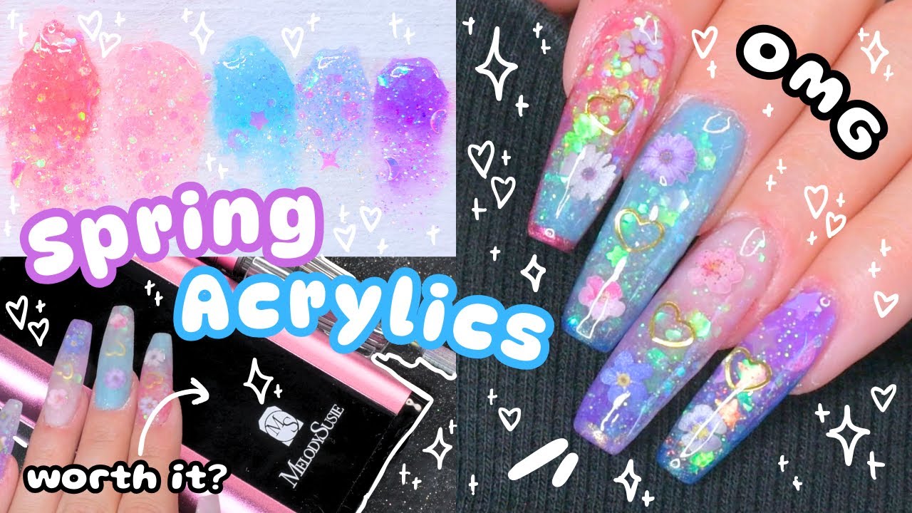 ‧₊˚‧🌼 Making GLITTER ACRYLICS 🩵 Testing a $190 E-File from MelodySusie 🌷‧₊˚.