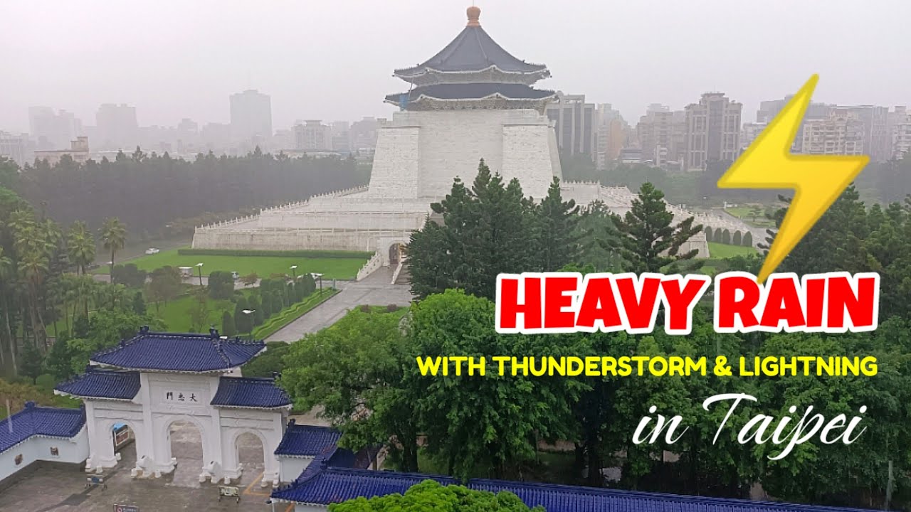 HEAVY RAIN, SCARY THUNDERSTORM WITH LIGHTNING IN TAIPEI | @JOHONA
