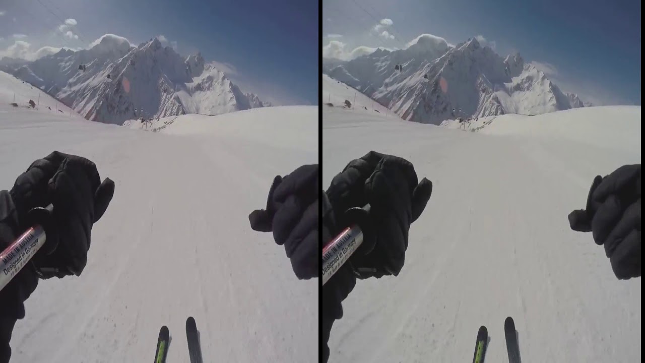 SBS VR Elbrus on alpine skiing on a sunny morning (Virtual reality)