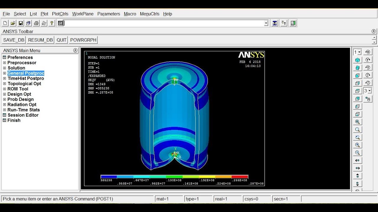 Ansys Tutorials - Static Analysis of Axisymmetric Cylinder In Ansys APDL