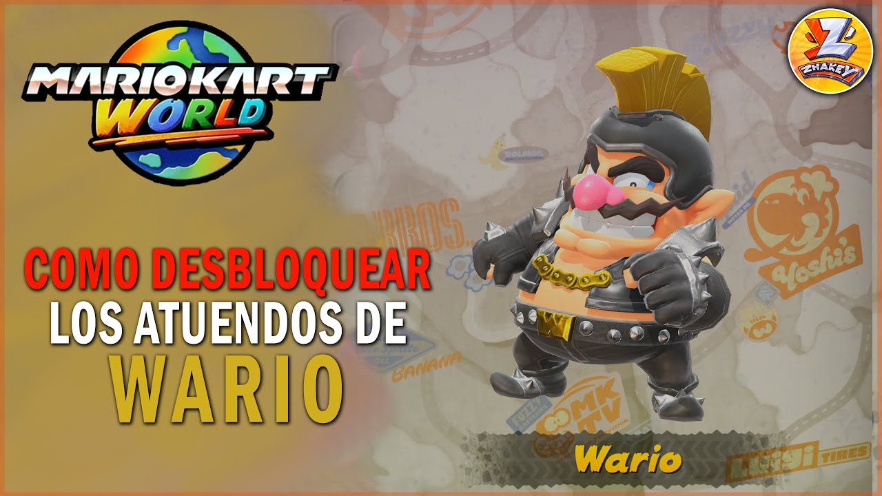 Todos los atuendos de WARIO en Mario Kart World - Como desbloquear todos los trajes / Skins