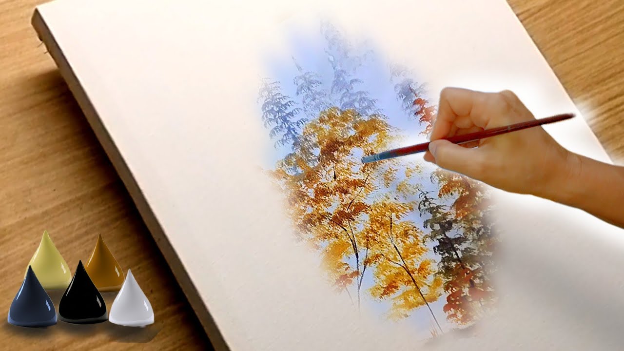 The Silence of Winter | How to Paint a Relaxing Misty Landscape | Acrylic Painting Step by Step